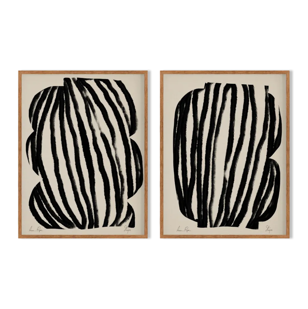 Ensemble encadré de deux impressions giclées abstraites, 50x70