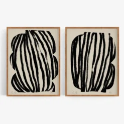 Ensemble encadré de deux impressions giclées abstraites, 50x70