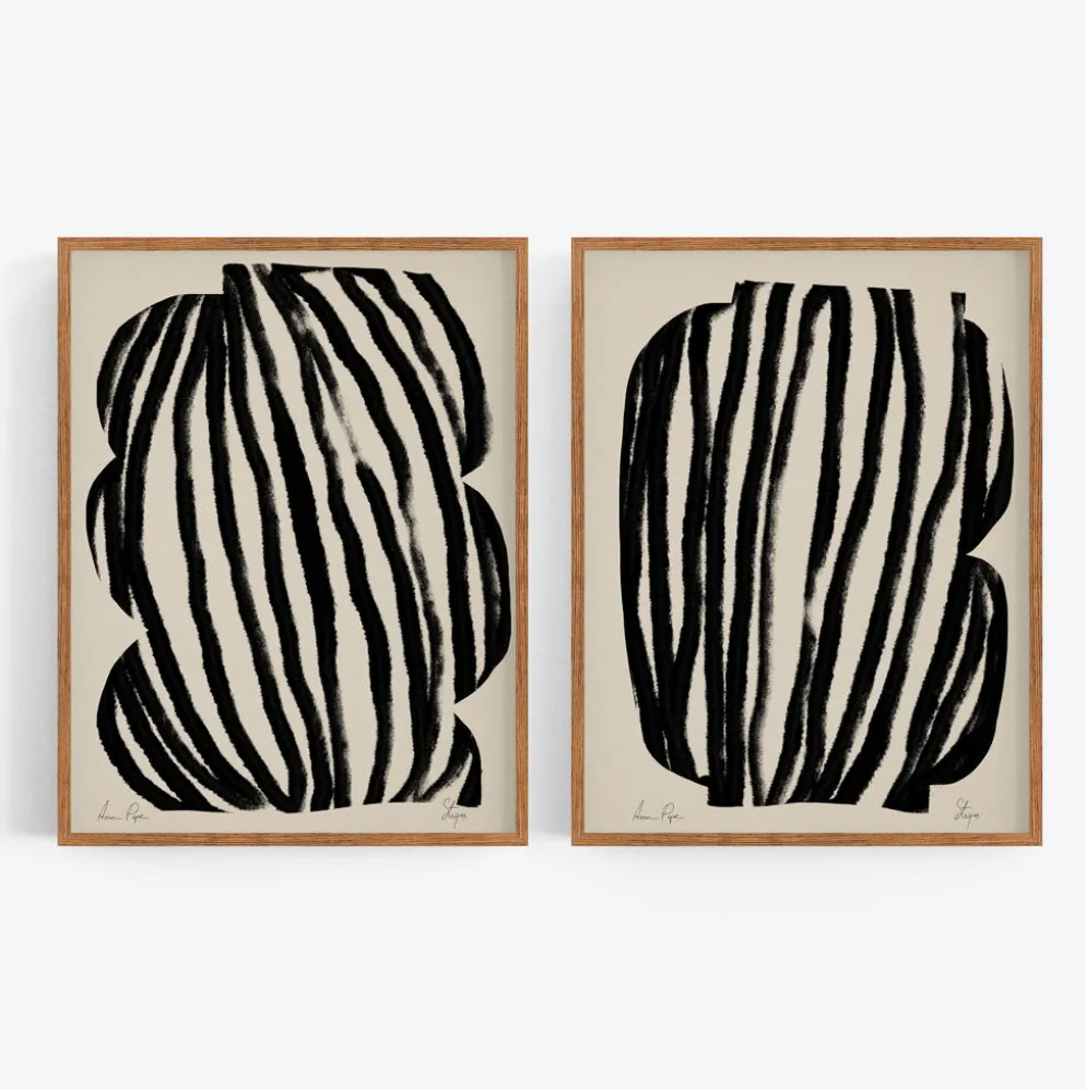 Ensemble encadré de deux impressions giclées abstraites, 50x70