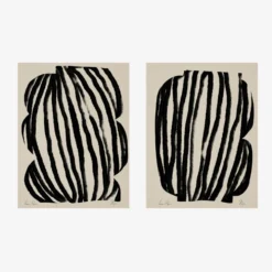 Ensemble encadré de deux impressions giclées abstraites, 50x70