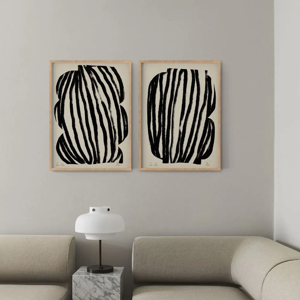 Ensemble encadré de deux impressions giclées abstraites, 50x70