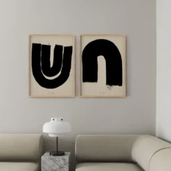 Ensemble encadré de deux impressions giclées abstraites, 50x70