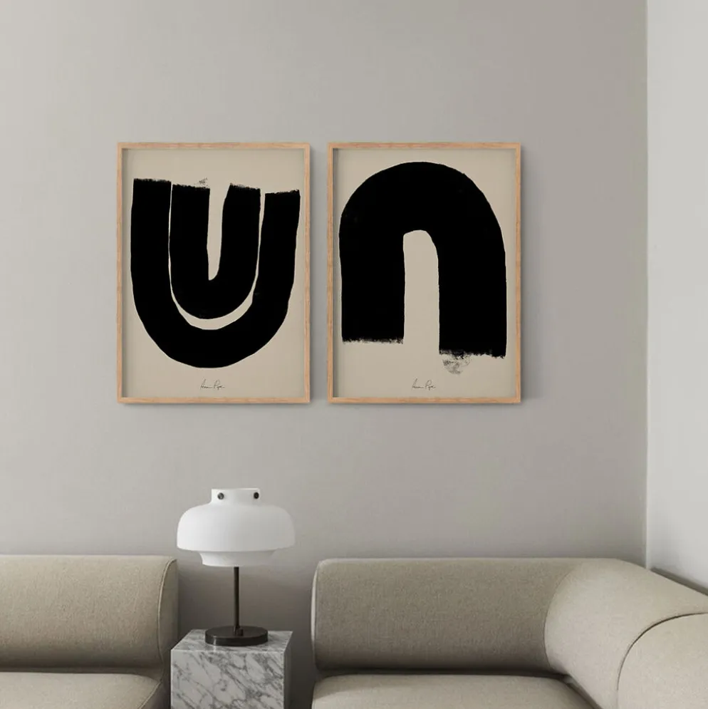 Ensemble encadré de deux impressions giclées abstraites, 50x70