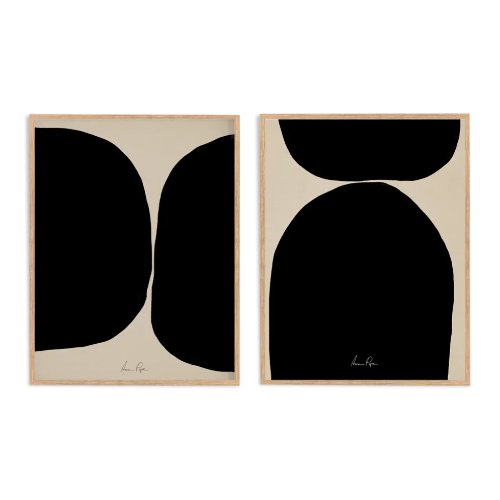 Ensemble encadré de deux impressions giclées abstraites, 50x70