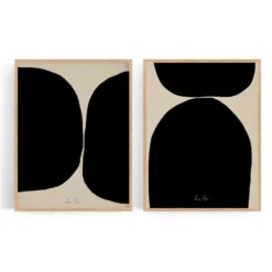 Ensemble encadré de deux impressions giclées abstraites, 50x70