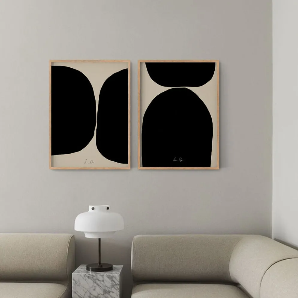 Ensemble encadré de deux impressions giclées abstraites, 50x70