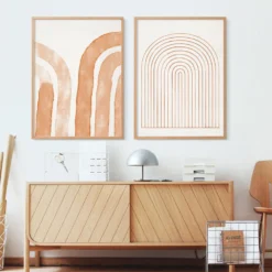 Ensemble encadré de deux tirages giclés abstraits, 50x70