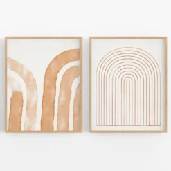 Ensemble encadré de deux tirages giclés abstraits, 50x70