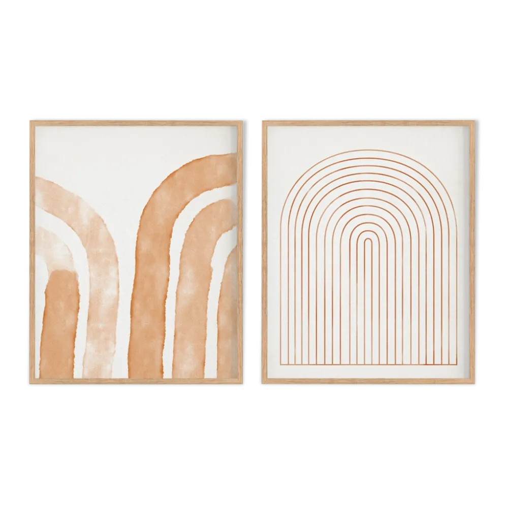 Ensemble encadré de deux tirages giclés abstraits, 50x70