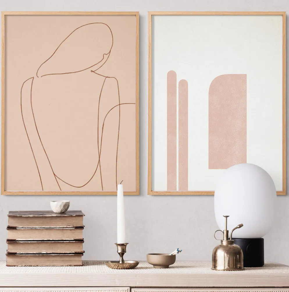 Ensemble encadré de deux tirages giclés abstraits 50x70