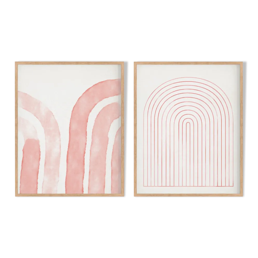 Ensemble encadré de deux tirages giclés abstraits, 50x70