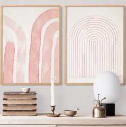 Ensemble encadré de deux tirages giclés abstraits, 50x70