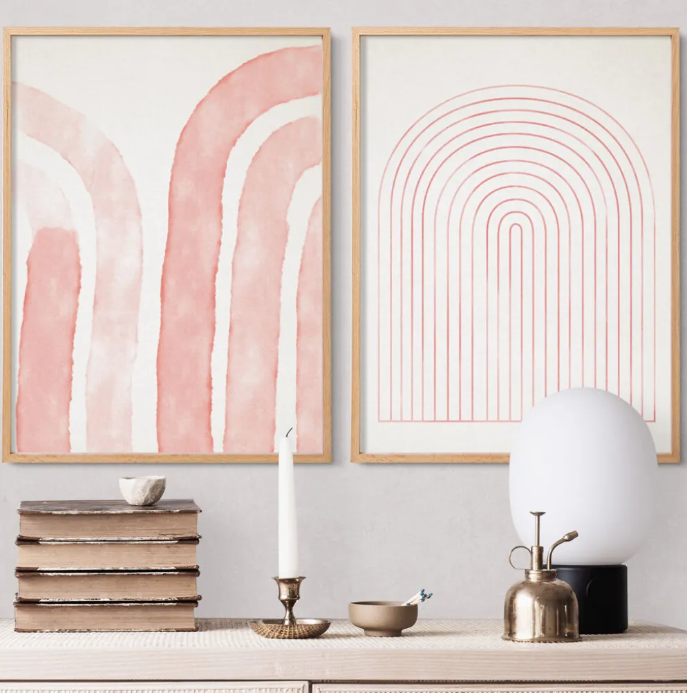 Ensemble encadré de deux tirages giclés abstraits, 50x70
