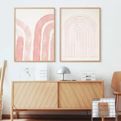 Ensemble encadré de deux tirages giclés abstraits, 50x70