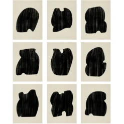 Ensemble encadré de 9 impressions giclées abstraites, format A4