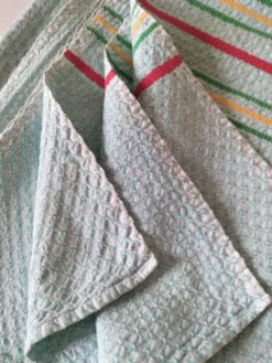 Ensemble nappe et 11 serviettes coton damassé vintage