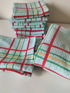 Ensemble nappe et 11 serviettes coton damassé vintage
