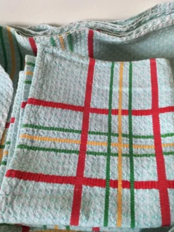 Ensemble nappe et 11 serviettes coton damassé vintage