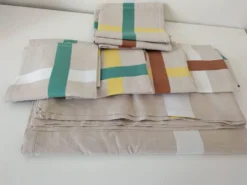 Ensemble nappe + 8 serviettes – coton graphique
