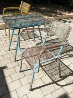 Ensemble René Malaval modèle Radar – table - 2 fauteuils – années 1950