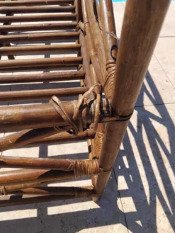 Ensemble salon de jardin une Banquette et un Fauteuil en bois Vintage