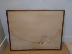 Faisan bleu Cubiste Tapisserie Laine Artiste René Fumeron Tableau France vintage 1970's