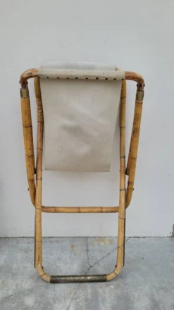 Fauteuil chaise longue transat vintage en bambou 1950s Italy