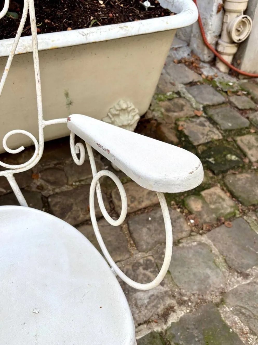 Fauteuil de jardin en fonte de fer blanche n°2