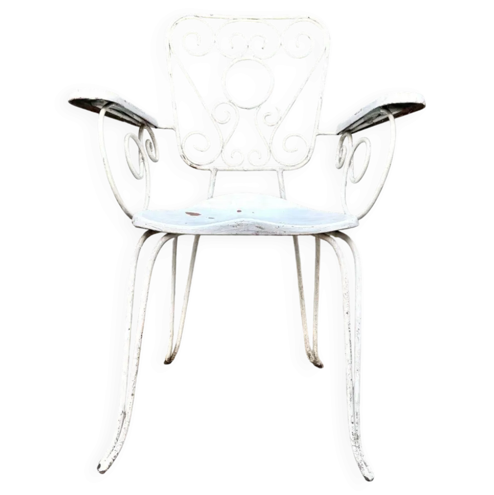 Fauteuil de jardin en fonte de fer blanche n°2
