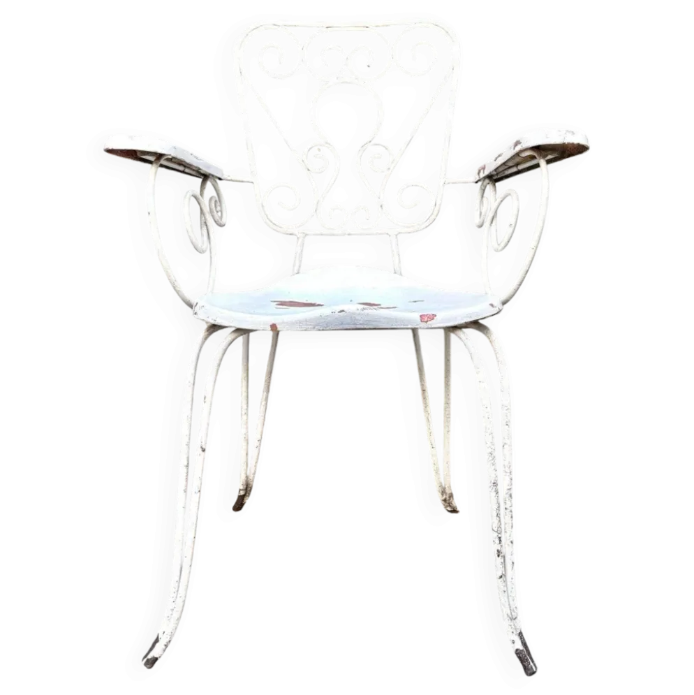 Fauteuil de jardin en fonte de fer blanche n°1