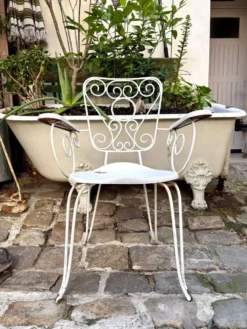 Fauteuil de jardin en fonte de fer blanche n°3