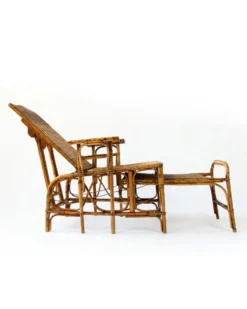 Fauteuil inclinable vintage en rotin et bambou, Côte d'Azur française, anné