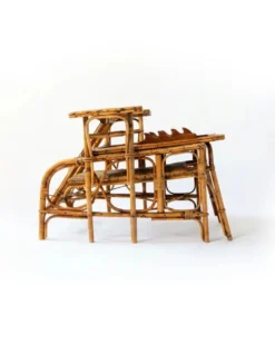 Fauteuil inclinable vintage en rotin et bambou, Côte d'Azur française, anné