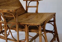 Fauteuil inclinable vintage en rotin et bambou, Côte d'Azur française, anné