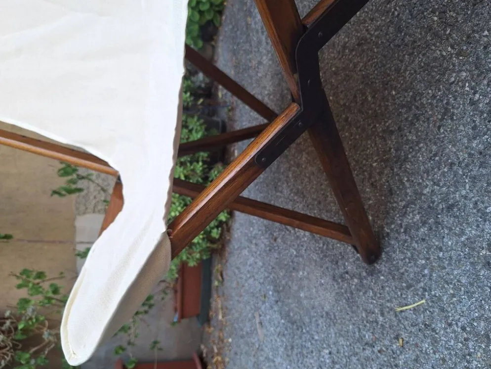 Fauteuil pliant modèle Tripolina en bois, fer et tissu pour Citterio, années 1970.