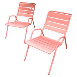 2 fauteuils bas Fermob modèle Monceau couleur capucine