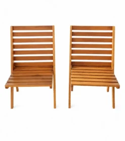 2 fauteuils de jardin ciseaux pliants en bois vintage