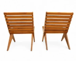 2 fauteuils de jardin ciseaux pliants en bois vintage