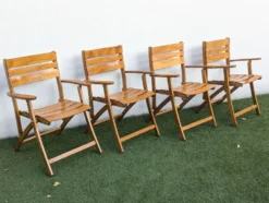 4 fauteuils de jardin pliants vintage – travail français 1970-80
