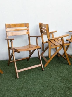 4 fauteuils de jardin pliants vintage – travail français 1970-80