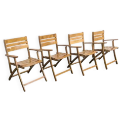 4 fauteuils de jardin pliants vintage – travail français 1970-80