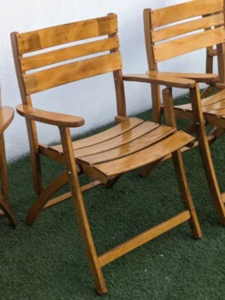 4 fauteuils de jardin pliants vintage – travail français 1970-80