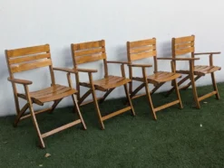 4 fauteuils de jardin pliants vintage – travail français 1970-80