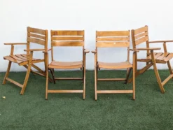 4 fauteuils de jardin pliants vintage – travail français 1970-80