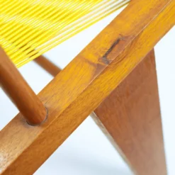2 fauteuils spaghetti jaunes en hêtre, années 1960
