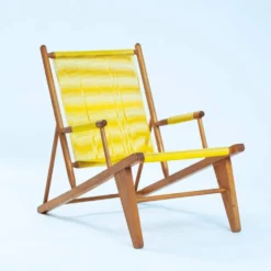 2 fauteuils spaghetti jaunes en hêtre, années 1960