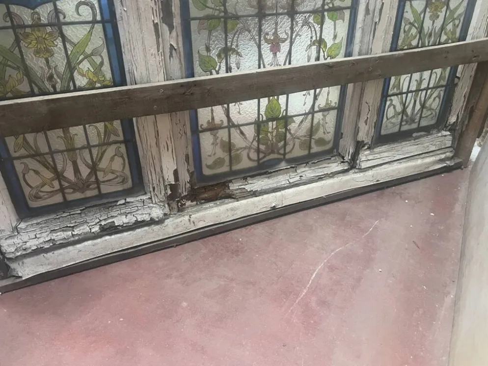 Fenêtre a imposte en vitrail Art Déco vers 1900 XX siècle