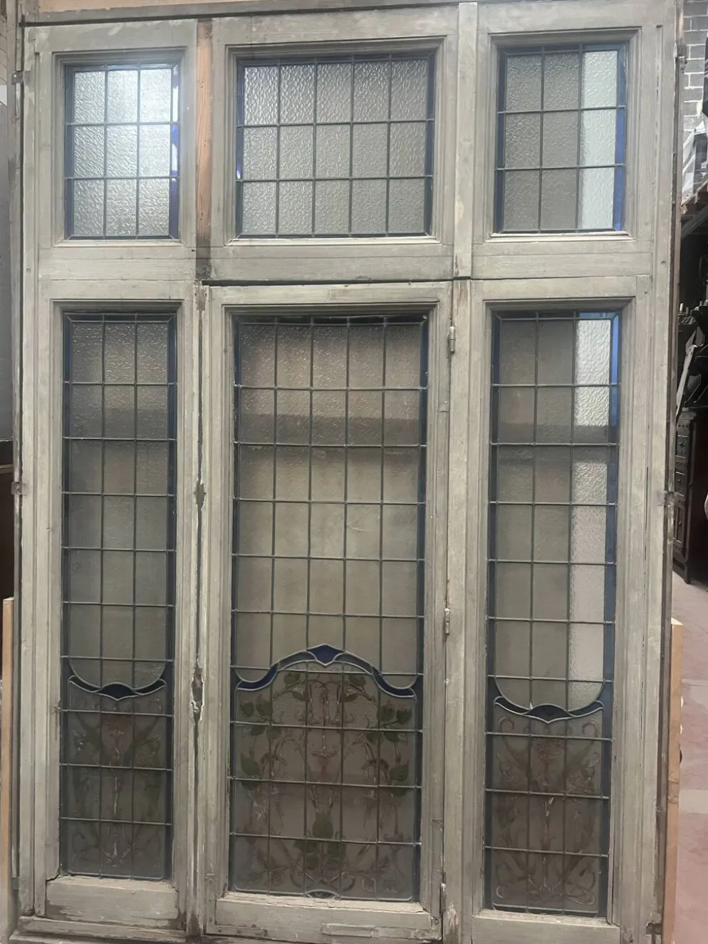 Fenêtre a imposte en vitrail Art Déco vers 1900 XX siècle