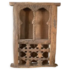 Fenêtre de Kasbah ancienne en bois massif sculpté – Artisanat Berbère