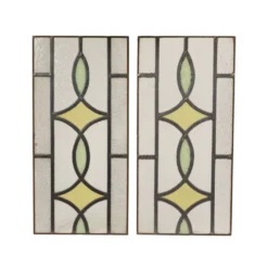 Fenêtre en vitrail géométrique Art Déco 51x24cm